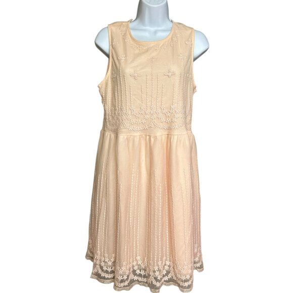 Forever 21 Womens Dress Size L  Pink Netting Embroidered Floral Feminine Fairy - Picture 1 of 9